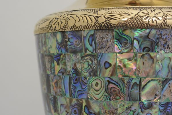 Regal Abalone Brass Urn